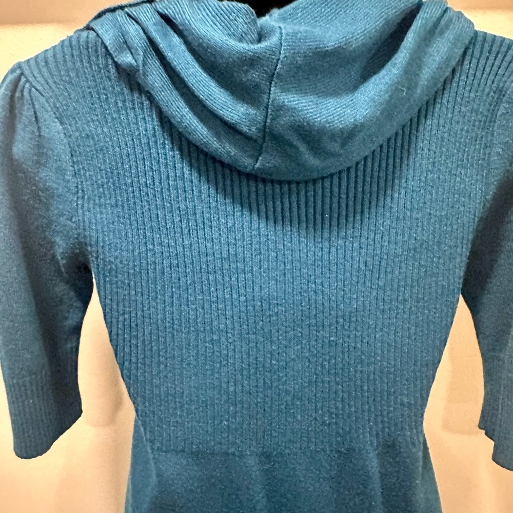 Takeout Teal Tunic Sweater Cowl Neck Medium - Picture 7 of 9